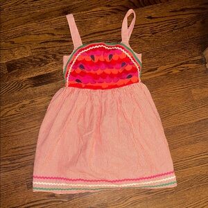 Mini Boden watermelon Kids Dress with Striped Pattern